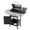 Propane Grill 3 Burner Barbecue Grill Stainless Steel Gas Grill with Side Burner, 37,000 BTU Outdoor Cooking, Patio, Garden Barbecue Grill