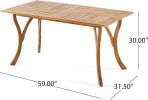 Outdoor Dining Table 59" Rectangular Wood Table
