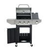 Propane Grill 3 Burner Barbecue Grill Stainless Steel Gas Grill with Side Burner, 37,000 BTU Outdoor Cooking, Patio, Garden Barbecue Grill