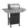 Propane Grill 3 Burner Barbecue Grill Stainless Steel Gas Grill with Side Burner, 37,000 BTU Outdoor Cooking, Patio, Garden Barbecue Grill