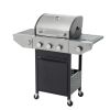 Propane Grill 3 Burner Barbecue Grill Stainless Steel Gas Grill with Side Burner, 37,000 BTU Outdoor Cooking, Patio, Garden Barbecue Grill
