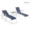 3 Pack Patio Lounge Chair, Outdoor Chaise Lounge with 5 Adjustable Backrest, Sturdy Steel Frame, Sunbathing Recliner, Beach Chair