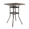 Patio Bar Height Table, All-Weather Cast Aluminium Square Bar Bistro Table with 2" Umbrella Hole, Outdoor Tall Table for Porch Balcony Backyard Garden