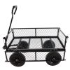 (Black solid wheels wagon cart) Solid wheels Tools cart Wagon Cart Garden cart trucks make it easier to transport firewood