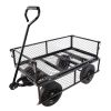 (Black solid wheels wagon cart) Solid wheels Tools cart Wagon Cart Garden cart trucks make it easier to transport firewood