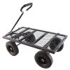 (Black solid wheels wagon cart) Solid wheels Tools cart Wagon Cart Garden cart trucks make it easier to transport firewood