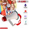 5 Core Megaphone Bullhorn Speaker 30W Bull Horn Battery Power Mini Cheer Megafono 800 Feet Range Loudspeaker W Siren Recording Ergonomic Handle for Co