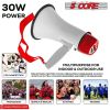 5 Core Megaphone Bullhorn Speaker 30W Bull Horn Battery Power Mini Cheer Megafono 800 Feet Range Loudspeaker W Siren Recording Ergonomic Handle for Co