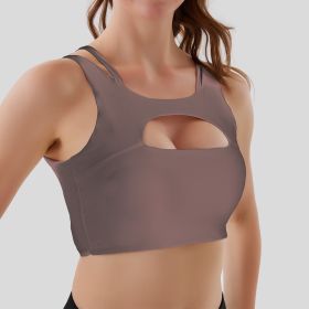 Hollow Sports Bra (Option: Brown-XL)
