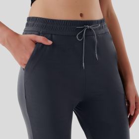Pull Rope Pocket Flared Pants (Option: Grey-L)