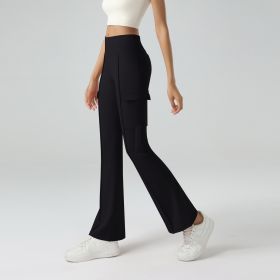 Winter Workwear Pockets Flared Pants (Option: Black-XL)