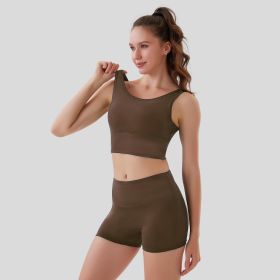 No Need To Wear Underwear Sports Shorts (Option: Brown-XL)