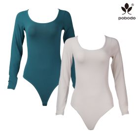 Round Neck Long Sleeved Brushed Warm Jumpsuit (Option: Green x meter white-Xl)