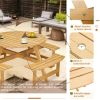 Outdoor 6 Person Picnic Table, 6 person Round Picnic Table with 3 Built-in Benches, Umbrella Hole, Outside Table and Bench Set for Garden, Backyard